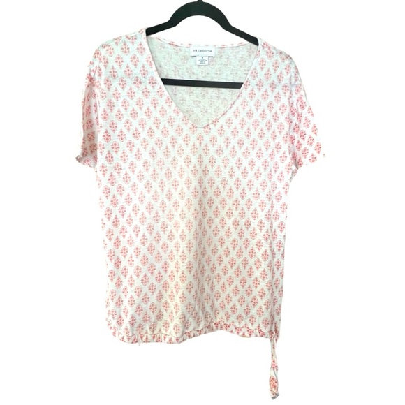 GUC Liz Claiborne Linen Blend Shirt, Size M, White/Pink - Picture 1 of 3